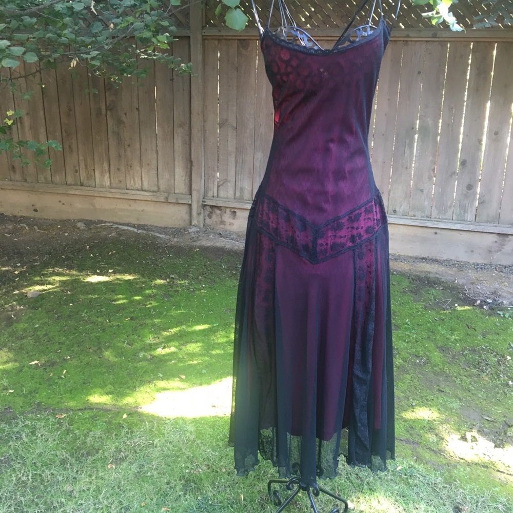 Betsy Johnson  Red & Black Lace Overlay Dress